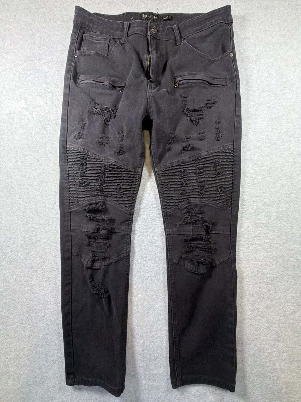 Waimea Men's Skinny Fit Distressed Biker Jeans